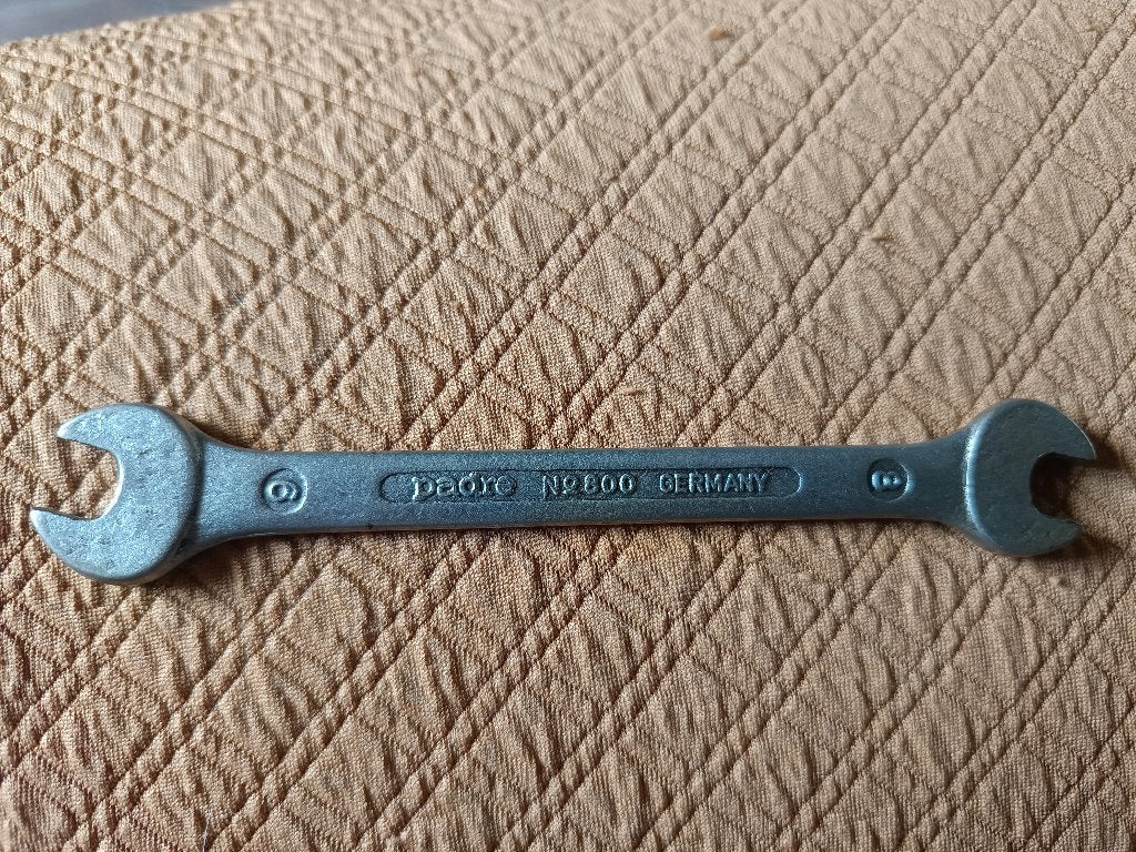 ***VERKOCHT*** Vintage steeksleutel Germany, Doe-het-zelf en Bouw, Gereedschap | Handgereedschap, Verzenden, Gebruikt, Sleutel/ratel