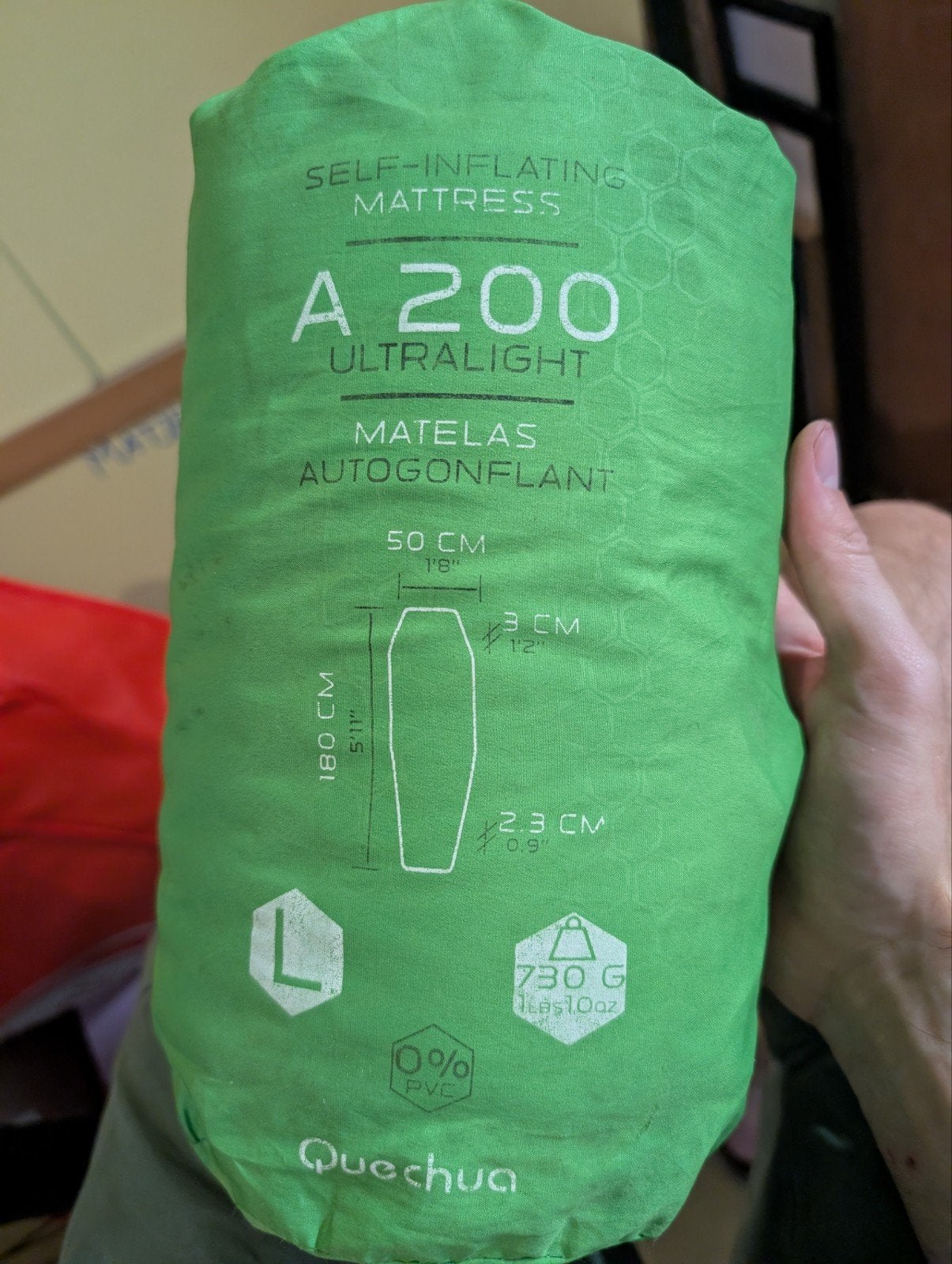 zelf opblaasbaar matje quechua L, Ophalen