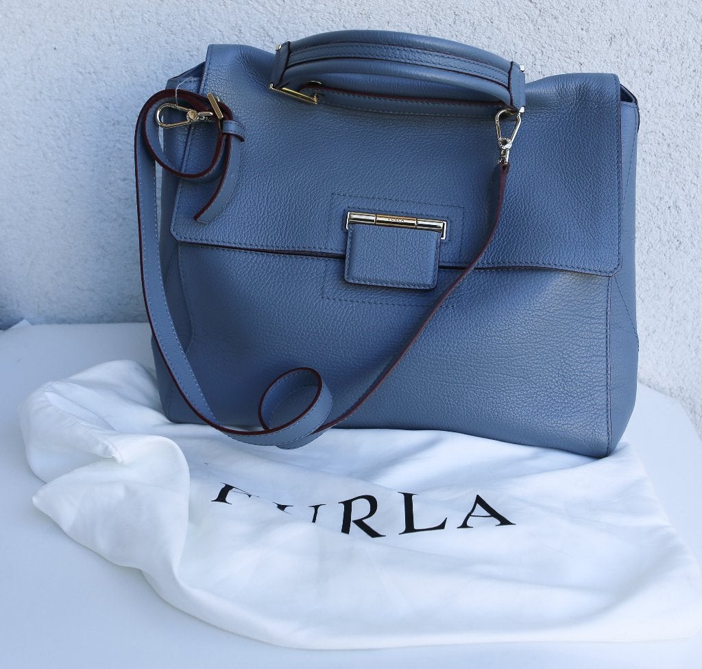 Prachtige NIEUWE blauwe leren tas Furla, Ophalen of Verzenden, Nieuw, Blauw