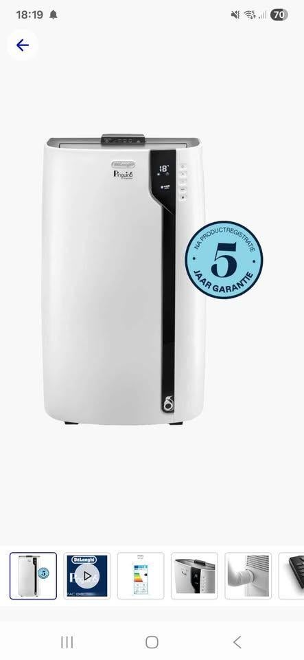 De'longhi Pinguino PAC EX100 mobiele airco, Classe énergétique A ou plus économe, Moins de 60 m³, Comme neuf, Refroidissement et Déshumidification