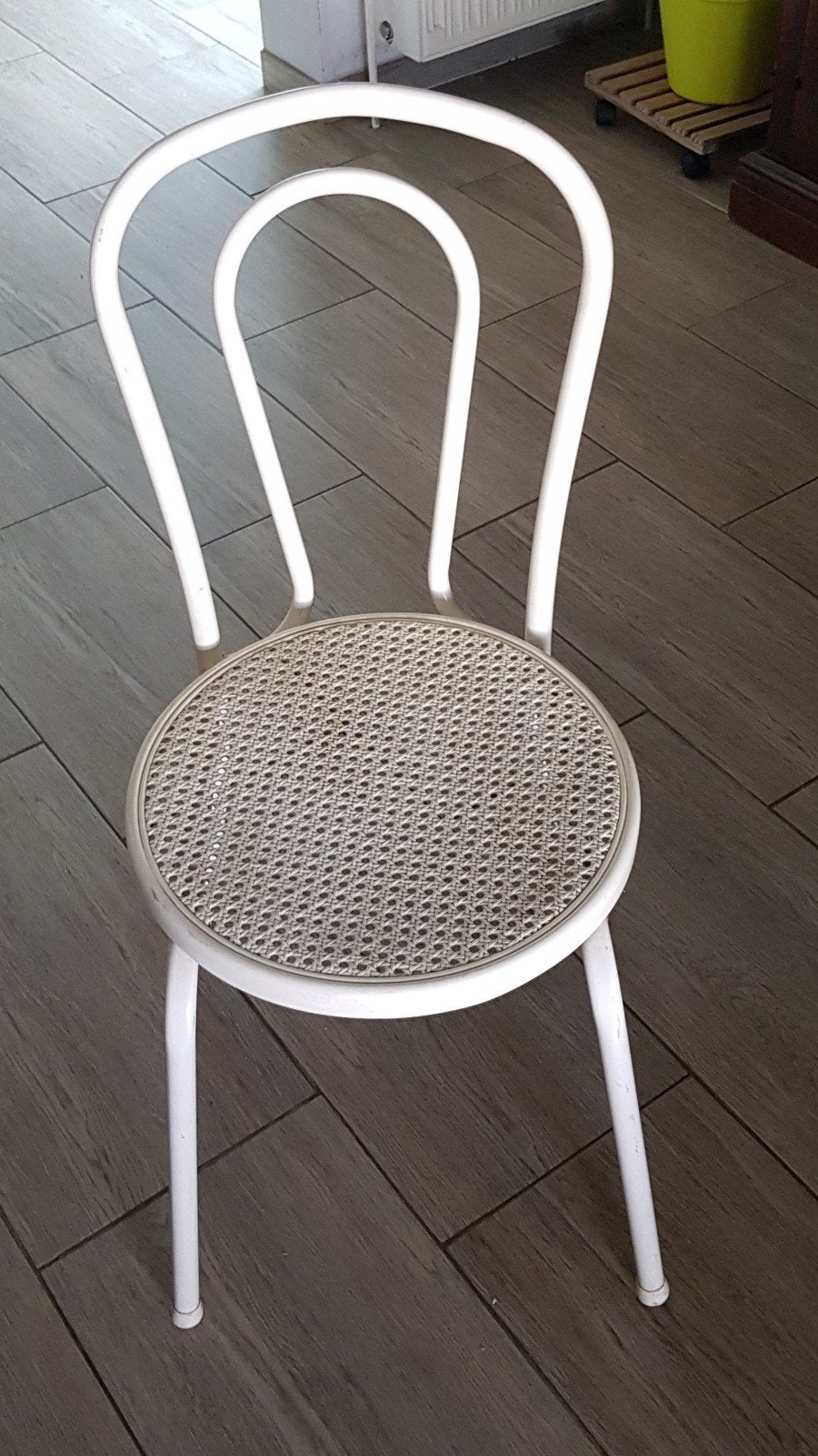 Chaise bistrot blanche vintage, Maison & Meubles, Enlèvement