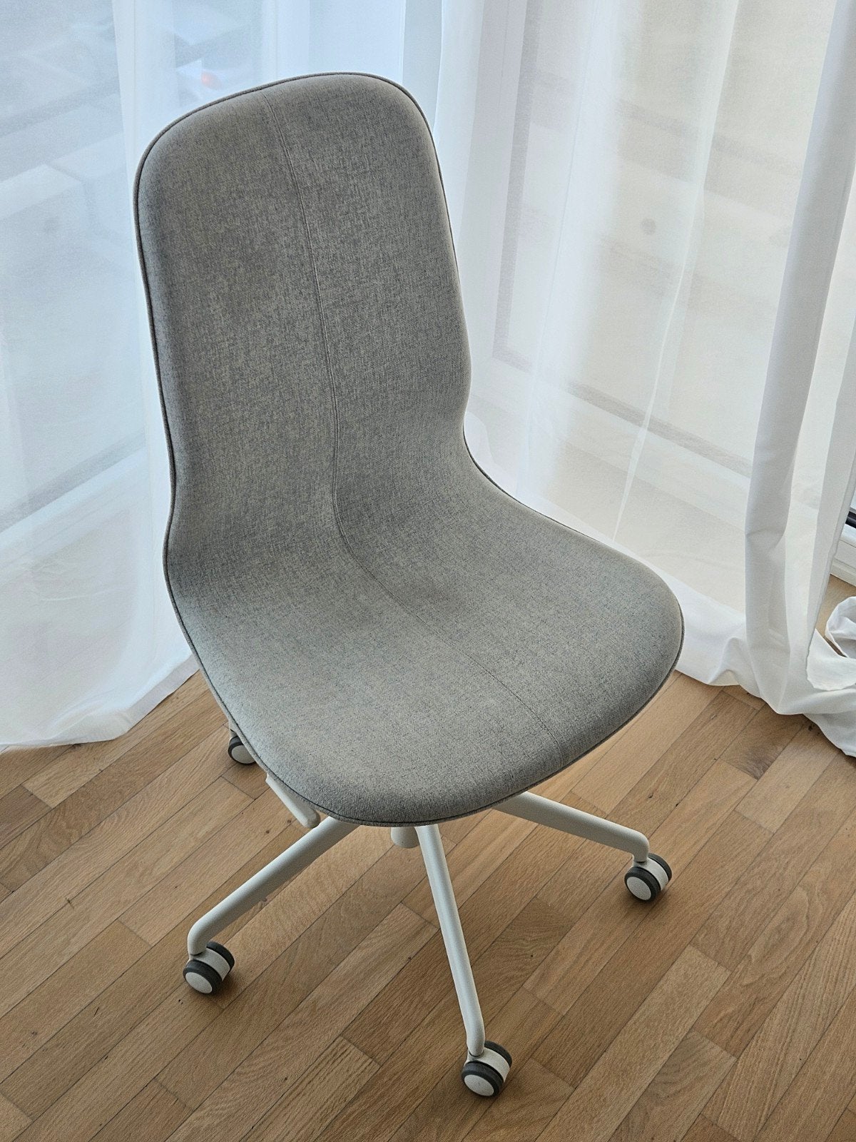 Chaise de bureau IKEA LANGFJALL, Gris, Comme neuf, Enlèvement, Chaise de bureau