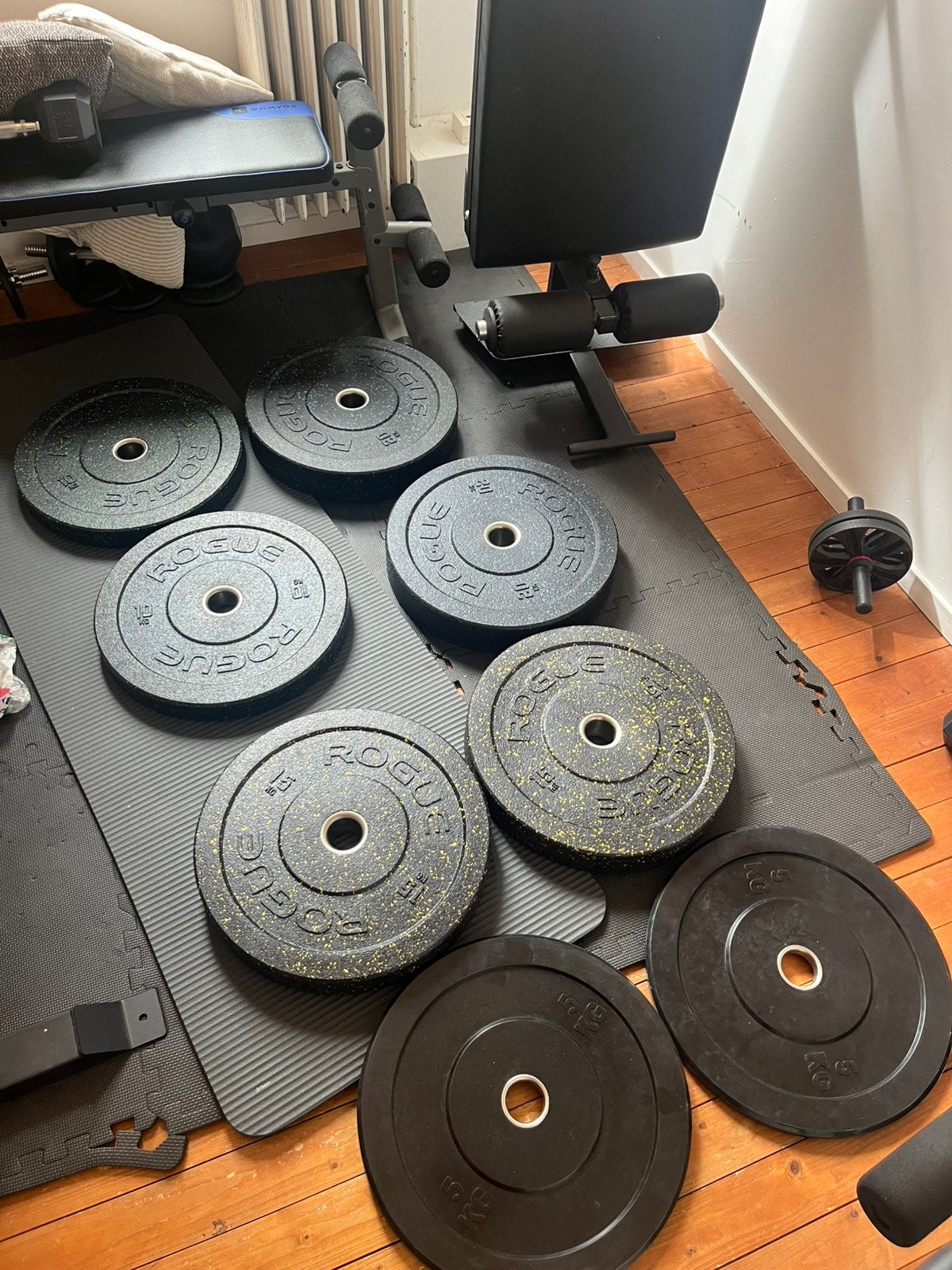Rogue bumper plates set 100 KG, Sport en Fitness, Fitnessmaterialen, Ophalen, Zo goed als nieuw