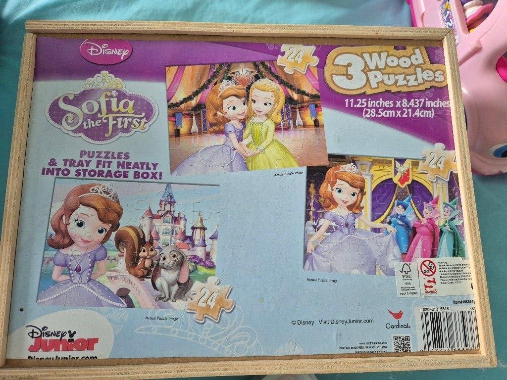 Box met 3 Houten puzzels disney, Ophalen, 10 tot 50 stukjes, Gebruikt
