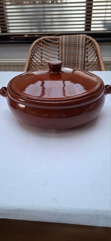 Terracotta ovenschaal met deksel braadpan, Overige materialen, Nieuw, Ophalen of Verzenden, Keramische plaat