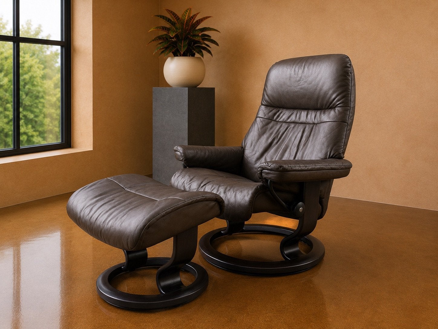 Magnifique fauteuil inclinable et tabouret Stressless, Enlèvement ou Envoi, Cuir