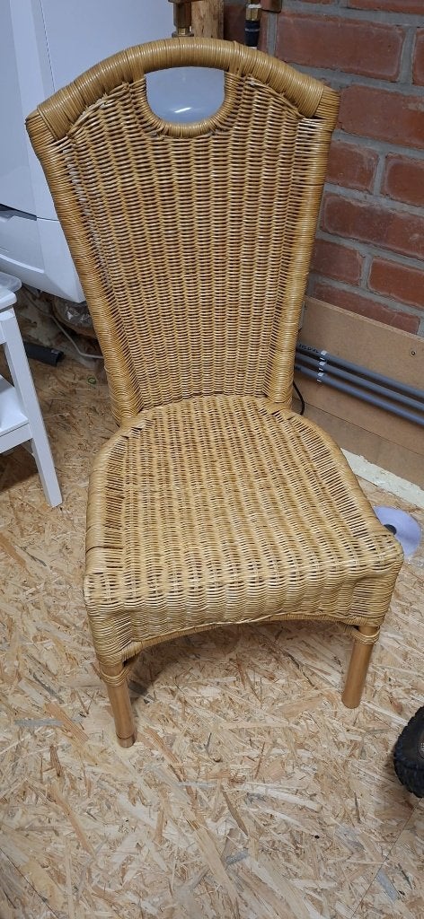 Rieten stoelen (4 stuks), Huis en Inrichting, Stoelen, Ophalen, Gebruikt, Bruin, Riet of Rotan
