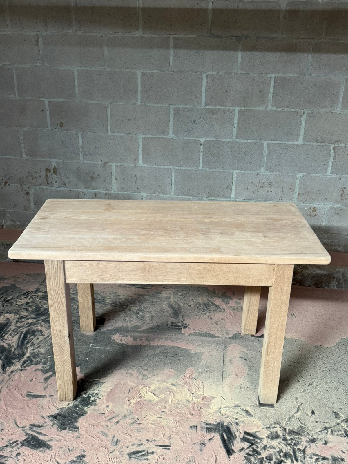 Table en chêne avec plateau en hêtre, Fermette, Comme neuf, Enlèvement, 75 cm ou plus