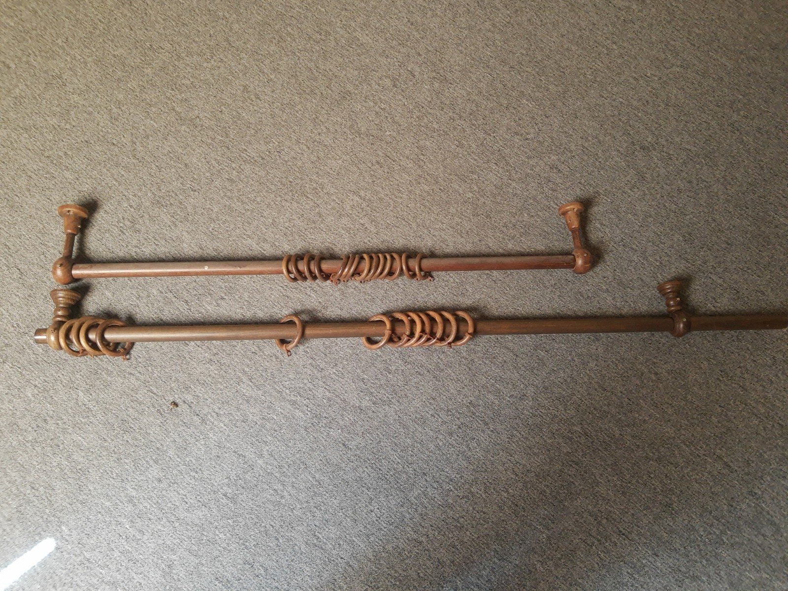 Vintage houten gordijnroedes, Ophalen, Met ringen