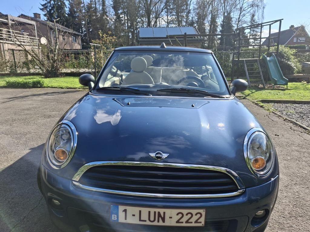 Mini one cabriolet blauw interieur beige lederen interieur 1, Auto's, Mini, Beige, Cabriolet, Beige, Leder