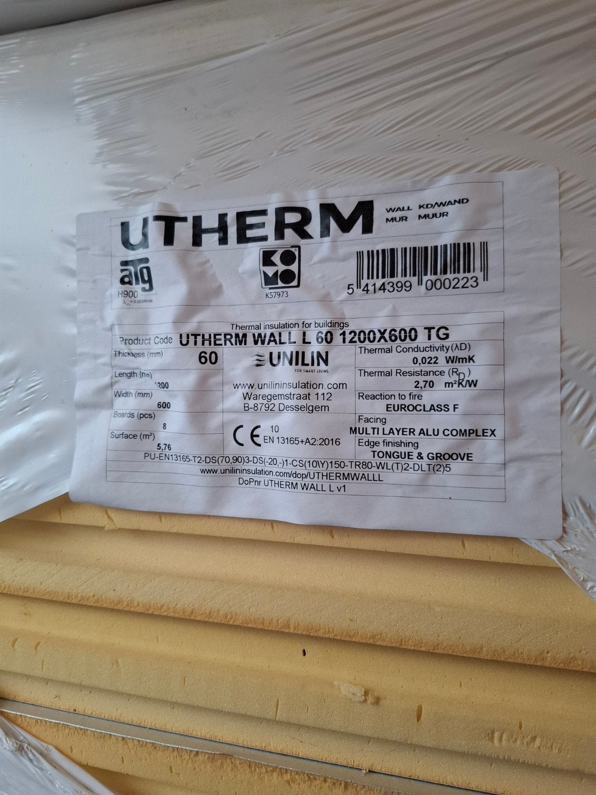 UNILIN UTHERM WALL L 60X120X6, Doe-het-zelf en Bouw, Ophalen, 4 tot 8 cm, Zo goed als nieuw, Hardschuim (Pir)