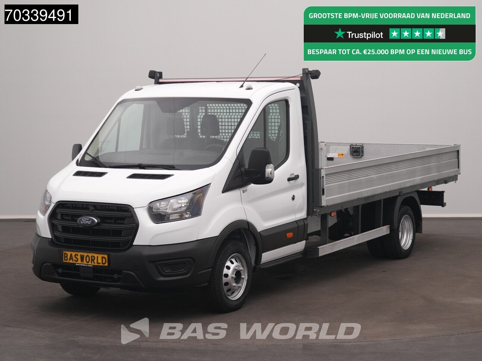 Ford Transit 170pk Open Laadbak Dubbellucht Airco Trekhaak V, Auto's, 2700 kg, Stof, Euro 6, 4 cilinders