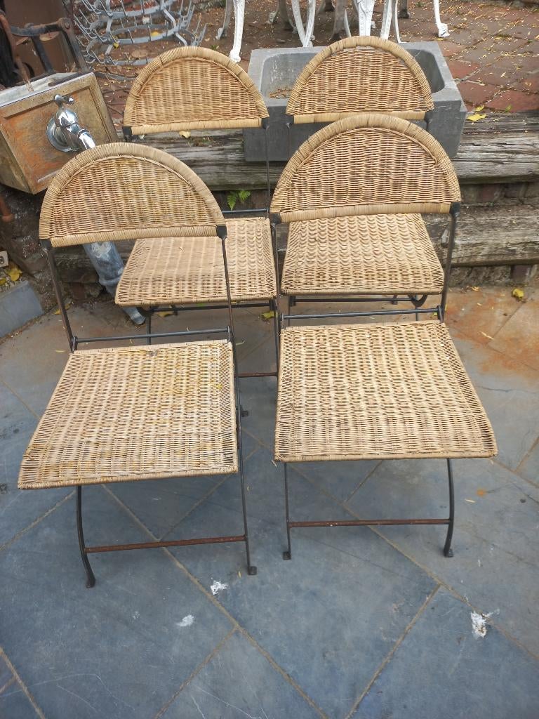 Retro  inklapbare  stoelen   4  stuks   60 euro, Tuin en Terras, Ophalen, Gebruikt, Metaal, Inklapbaar
