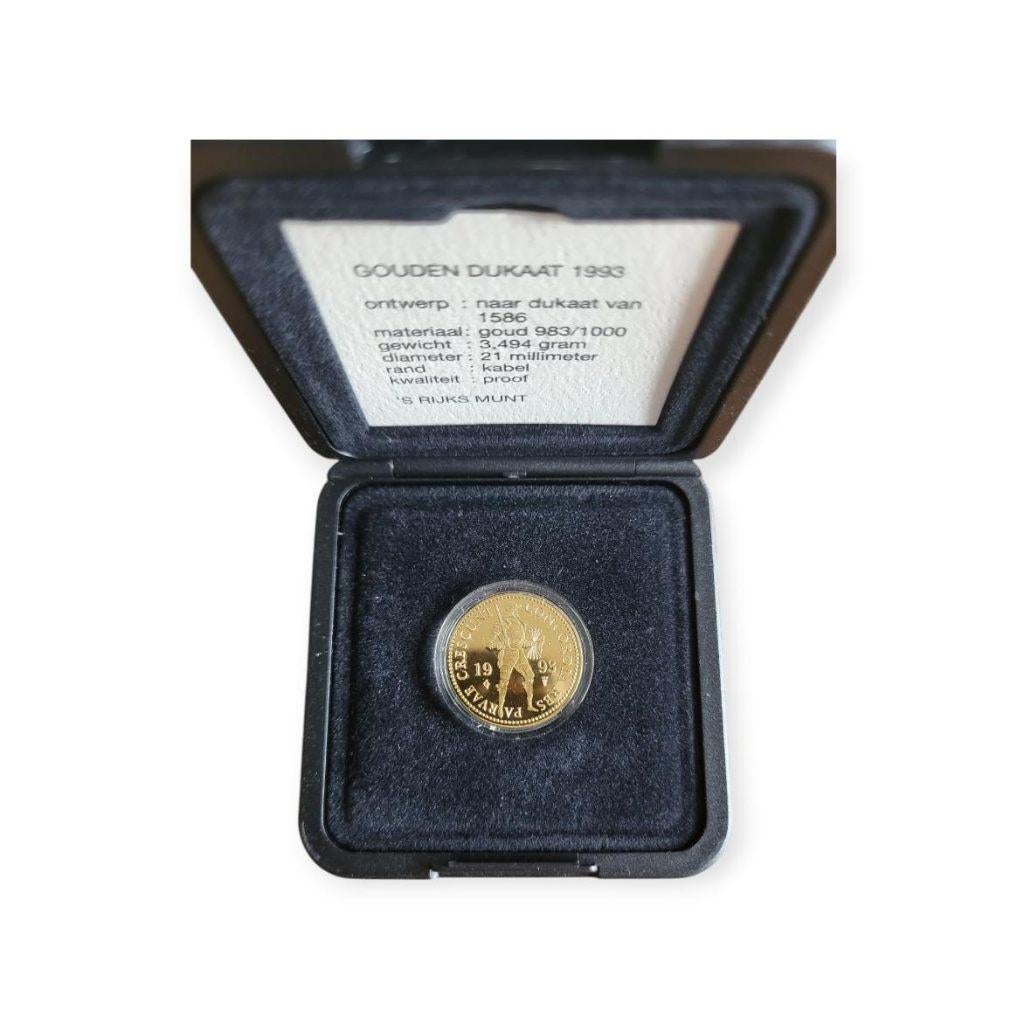 Nederland Gouden Dukaat 1993 in cassette, Ophalen of Verzenden, Goud
