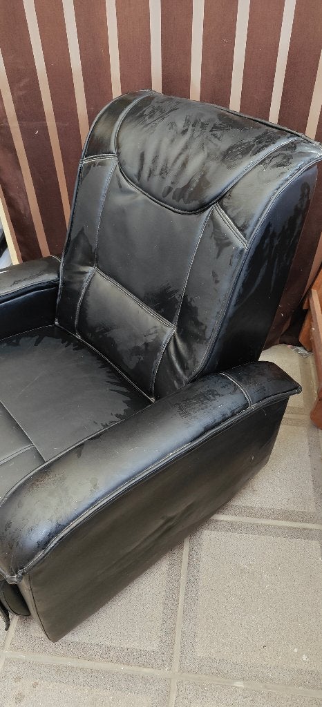 Schommelende relaxfauteuil, Ophalen, Gebruikt, Leer
