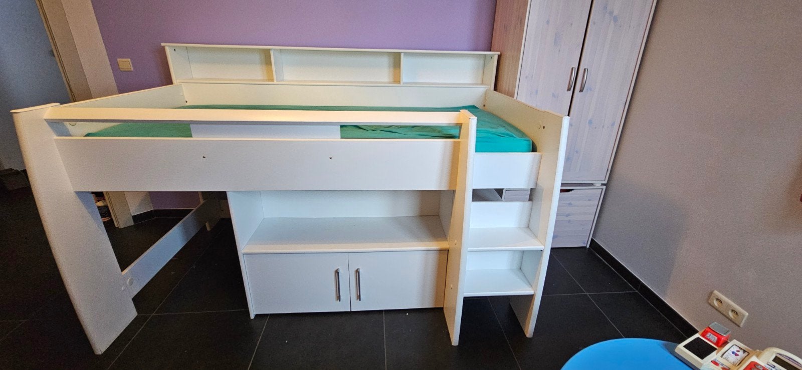 Halfhoogslaper met bureau, Enfants & Bébés, Chambre d'enfant | Lits superposés & Lits mezzanines, Enlèvement, Lit mi-hauteur mezzanine