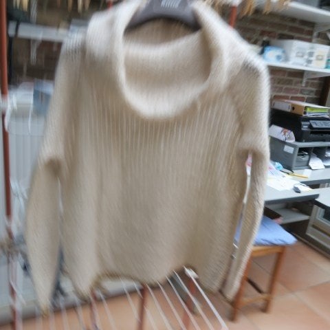 Rolkraag pulleke mohair strass beige grove brei Scapa mt S, Maat 38/40 (M), Scapa, Beige, Nieuw