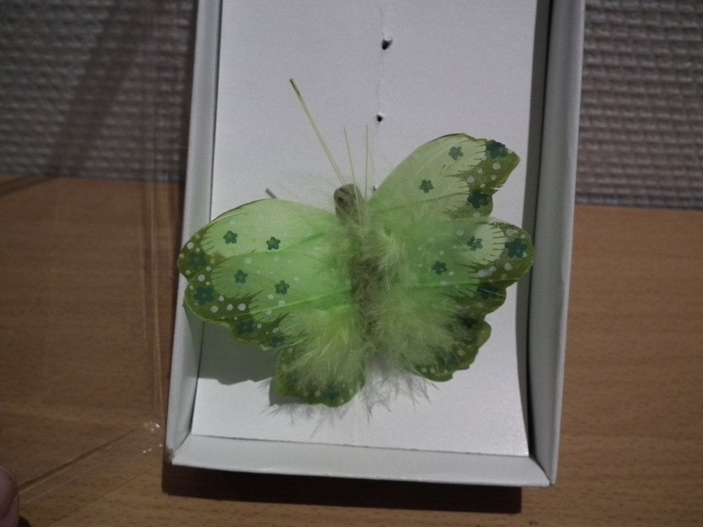 Decoratie (2 vlinders, groene kleur) nieuw, Verzenden, Nieuw, Versiering