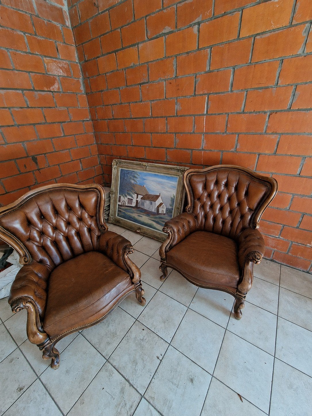 2 Chesterfield zetels, Antiek en Kunst, Ophalen