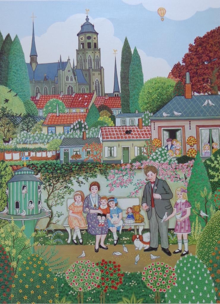 TONET TIMMERMANS / FAMILIE LIER / OFFSETLITHO / 68x50cm SIG, Ophalen of Verzenden