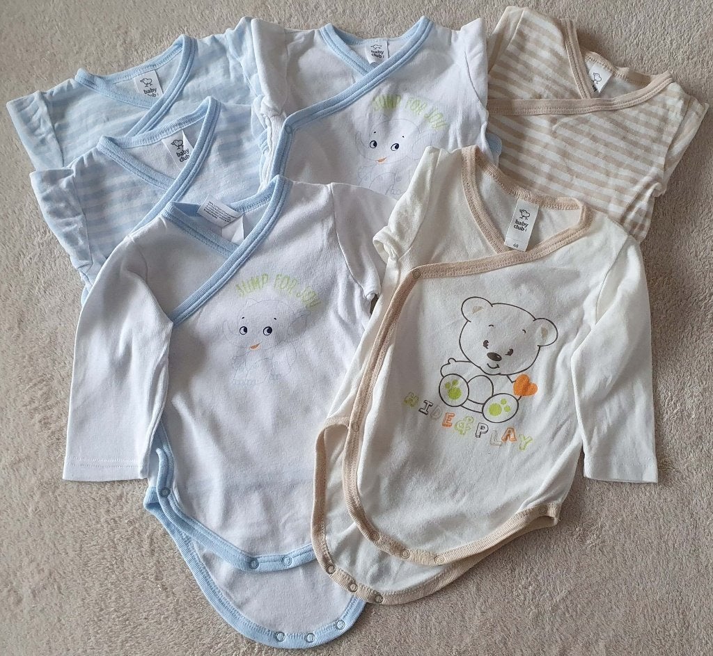 Lot de 6 bodies à manches longues - T 68 - Baby Club, Enlèvement, Comme neuf, Garçon ou Fille, Vêtements de nuit ou Sous-vêtements