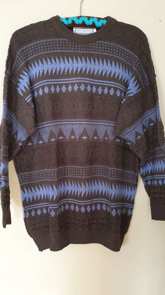 Vintage retro jaren 80 90 trui heren, Belgisch, AnnHarrewyn, Ophalen, Grijs