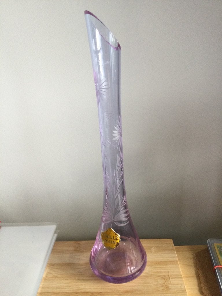 Lila/amethistkleurige vaas, Soliflore serie., Ophalen, 30 cm, Paars, Glas