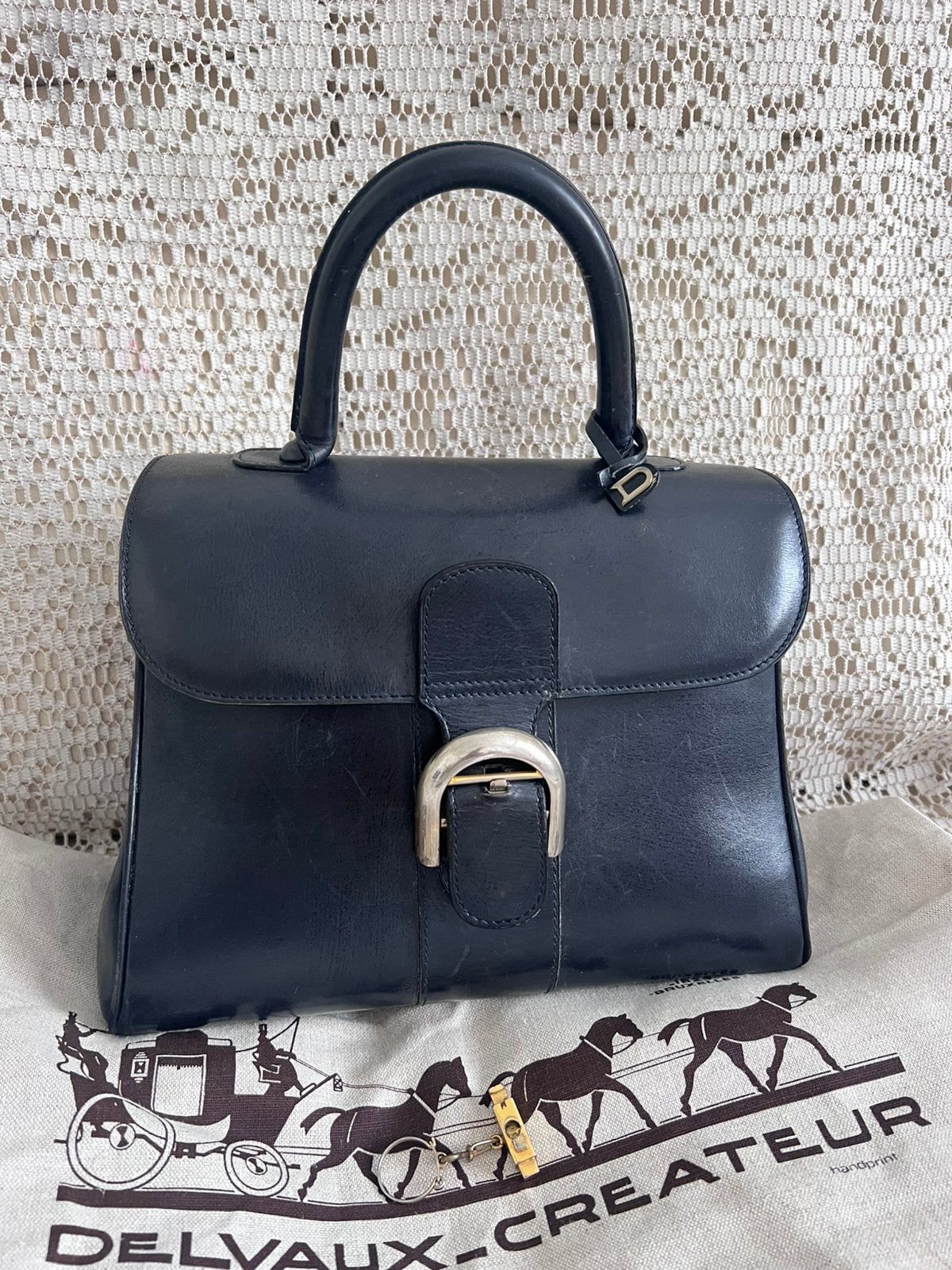 DELVAUX Brillant model tas met sleutelhanger, Handtassen en Accessoires, Ophalen of Verzenden, Zo goed als nieuw, Blauw