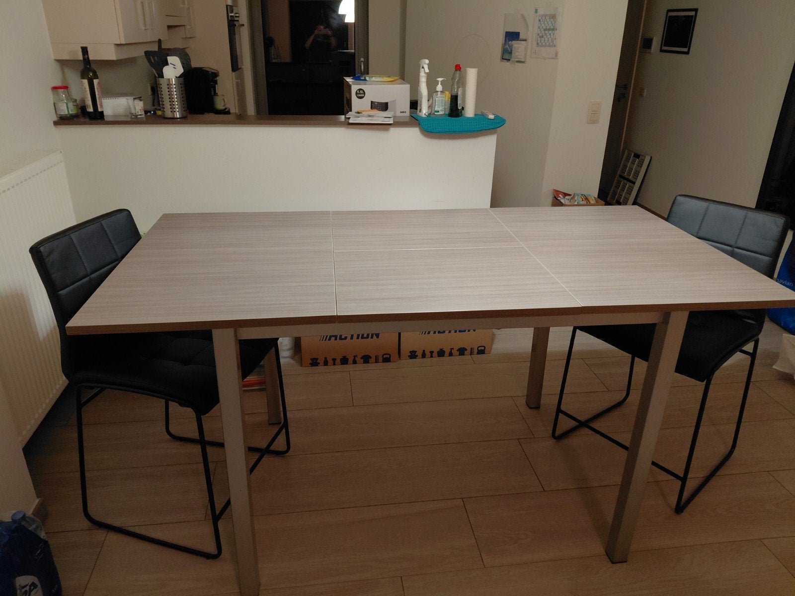 Uitschuifbare eettafel met stoelen, Ophalen, Nieuw, Rechthoekig, 50 tot 100 cm