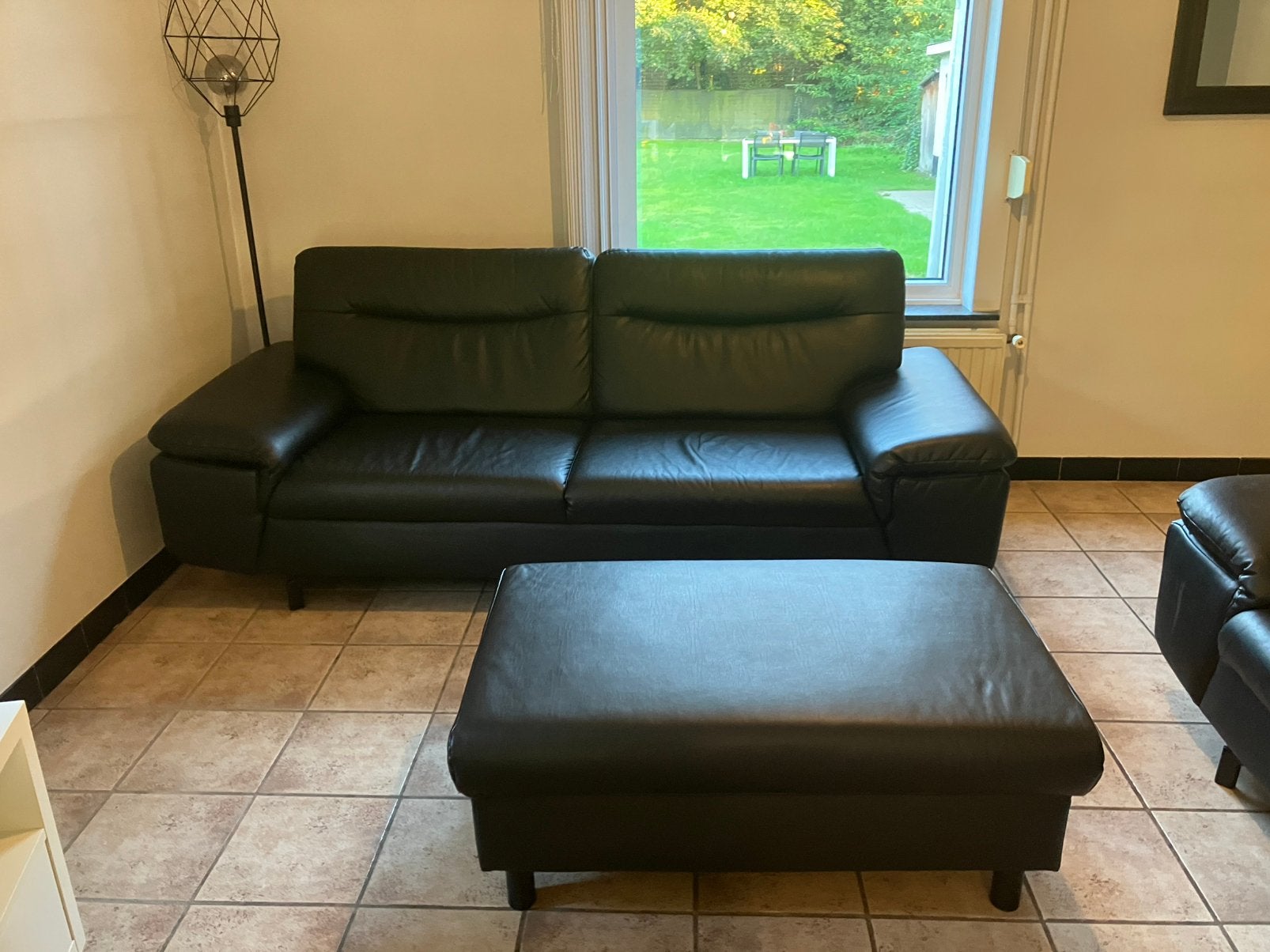 Zetel en poef, Maison & Meubles, Enlèvement, Utilisé