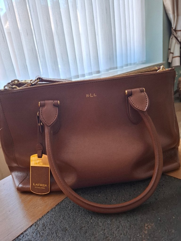 Ralph Lauren handtas, Handtassen en Accessoires, Tassen | Damestassen, Ophalen, Zo goed als nieuw, Bruin, Handtas