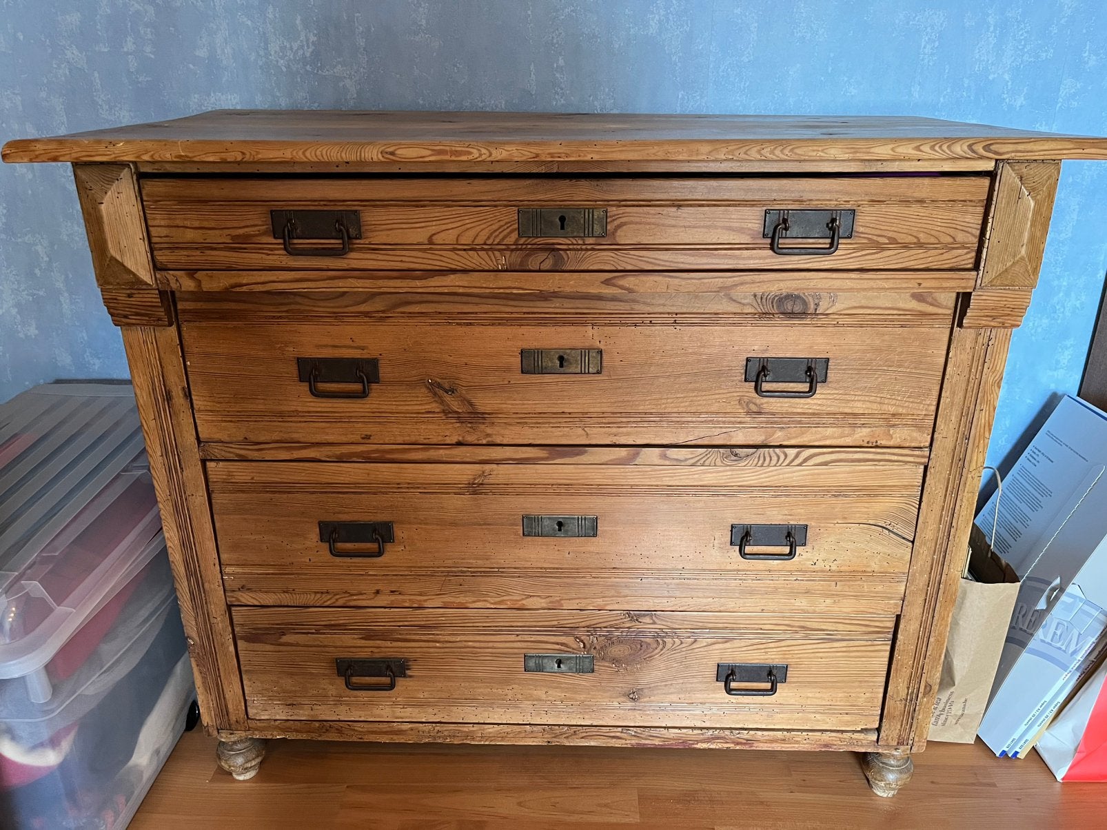 Vintage houten ladekast, Ophalen, Gebruikt