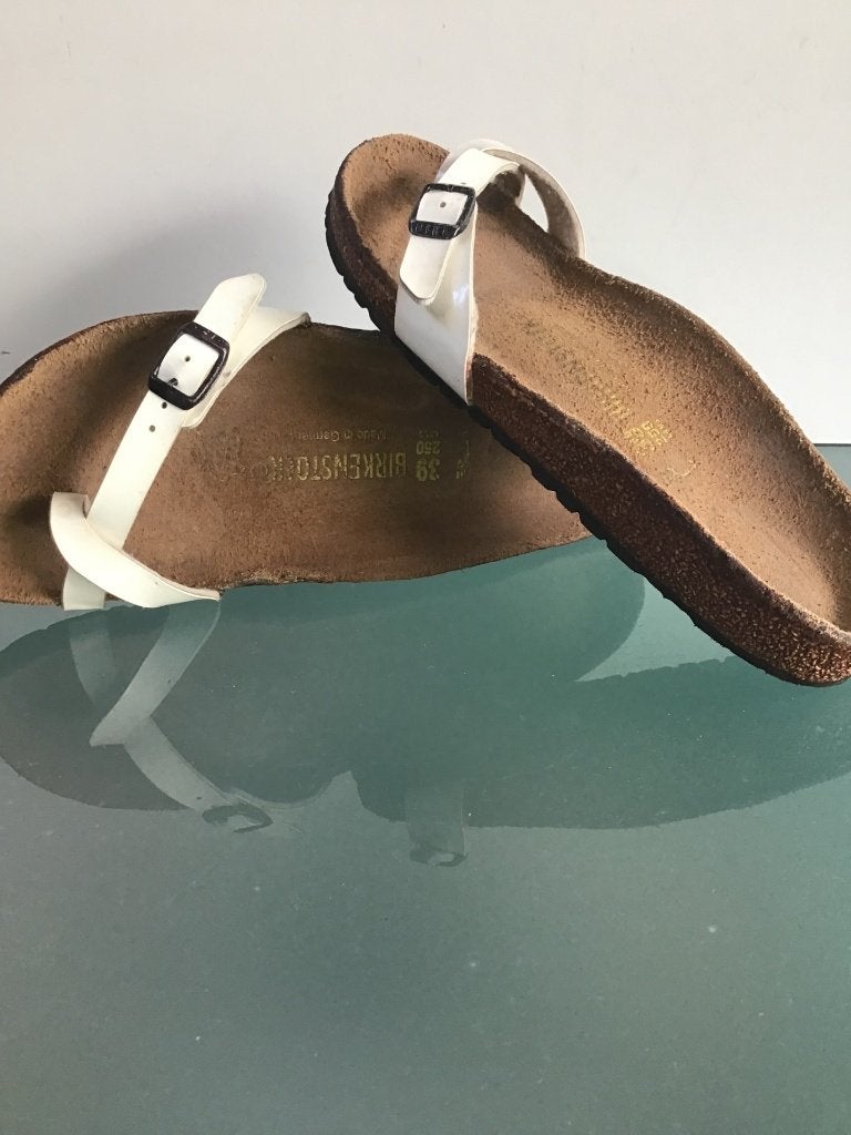 Birkenstock Piazza wit 39 slippers | Gratis verzenden, Kleding | Dames, Slippers, Verzenden, Wit, Zo goed als nieuw