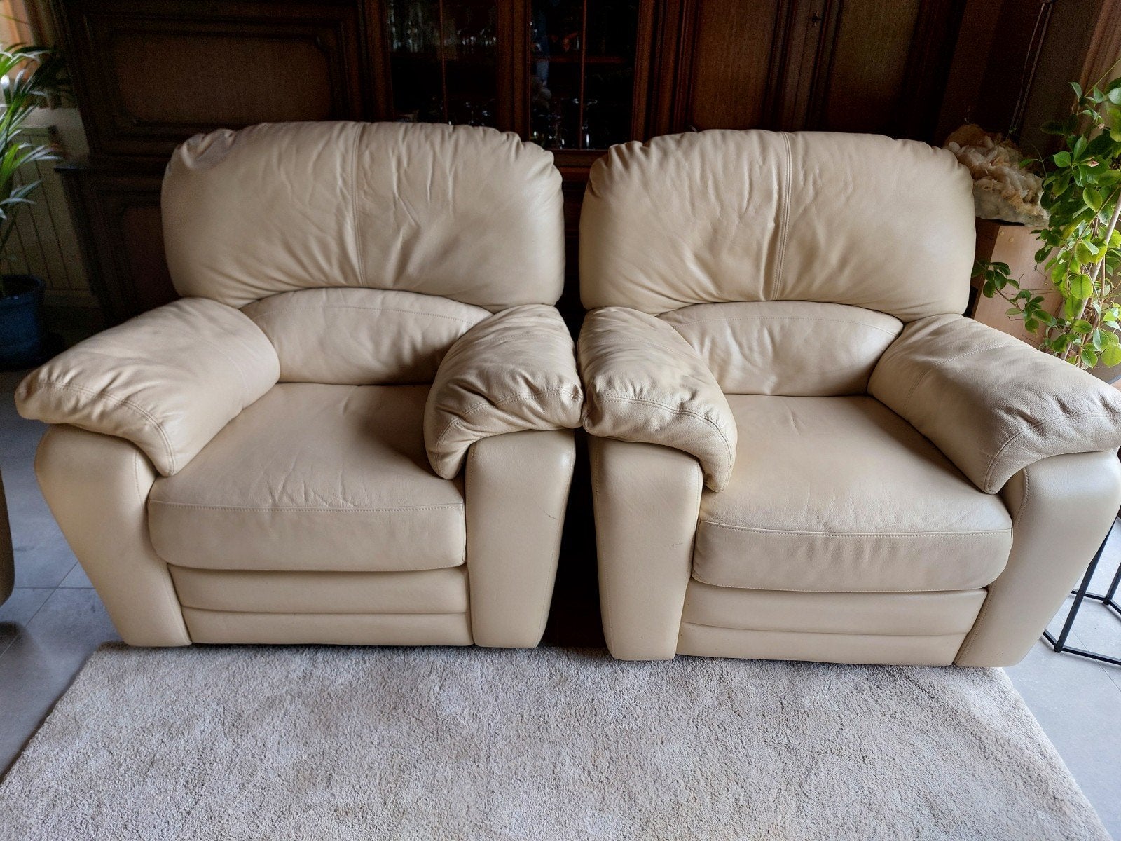 salon cuir blanc CHATEAU D AX, Quatre personnes ou plus, Banc droit, Enlèvement, Utilisé