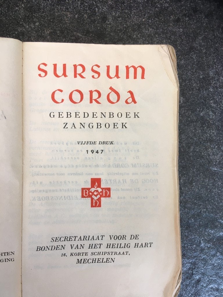 sursum corda - gebedenboek - zangboek - 1947, Antiek en Kunst, Ophalen of Verzenden