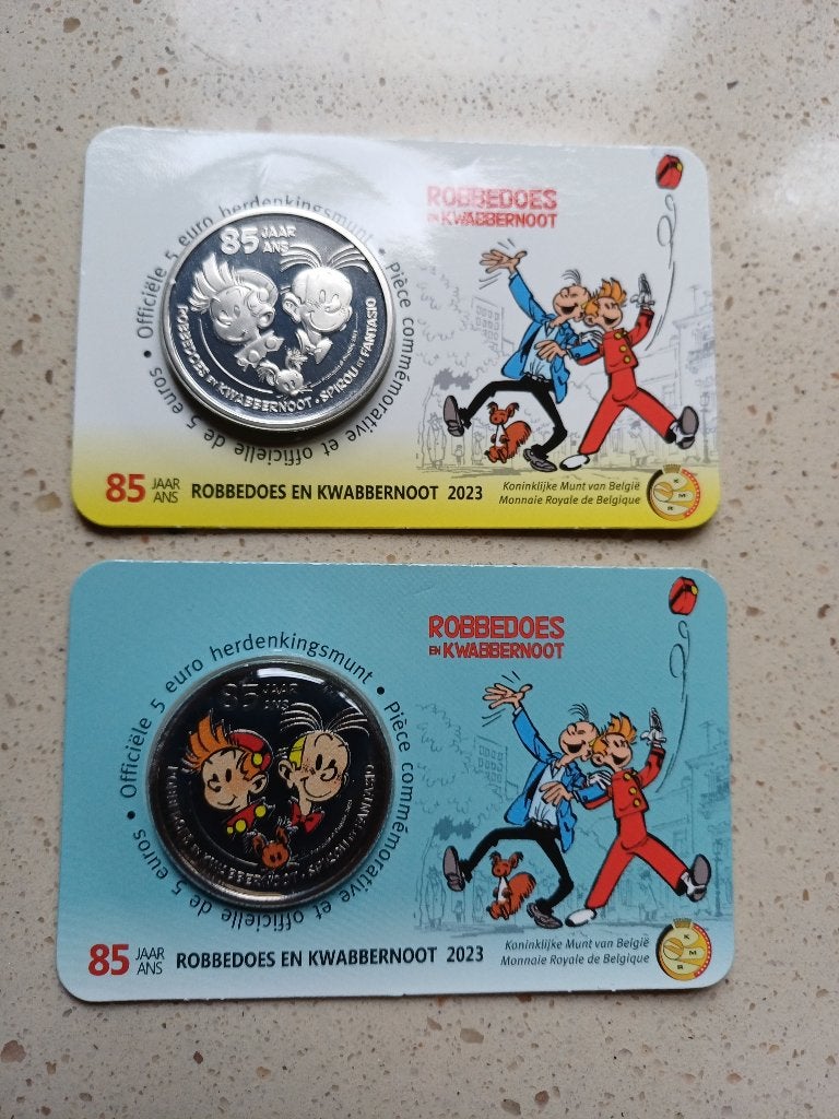 5 € ROBBEDOES  en KWABBERNOOT  (coincard), Postzegels en Munten, Ophalen of Verzenden