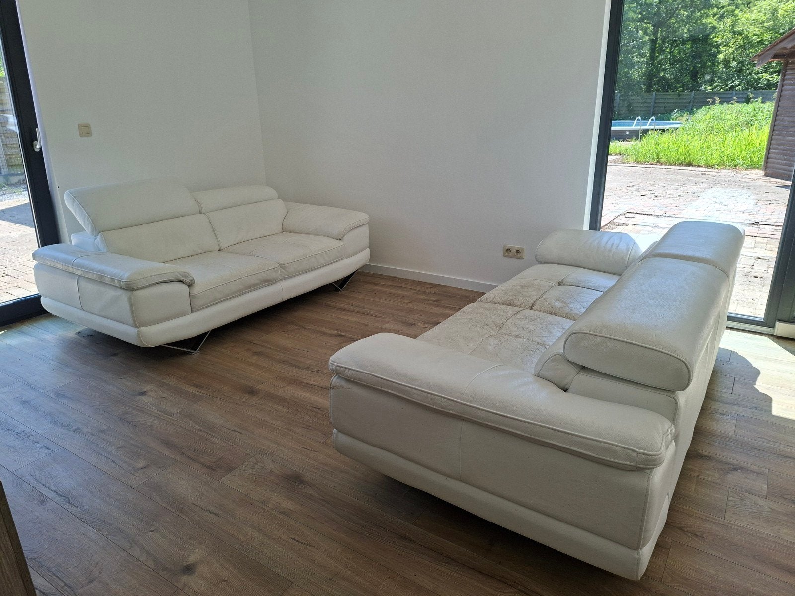 salon en cuir blanc, Maison & Meubles, Canapés | Coins salons complets, Enlèvement