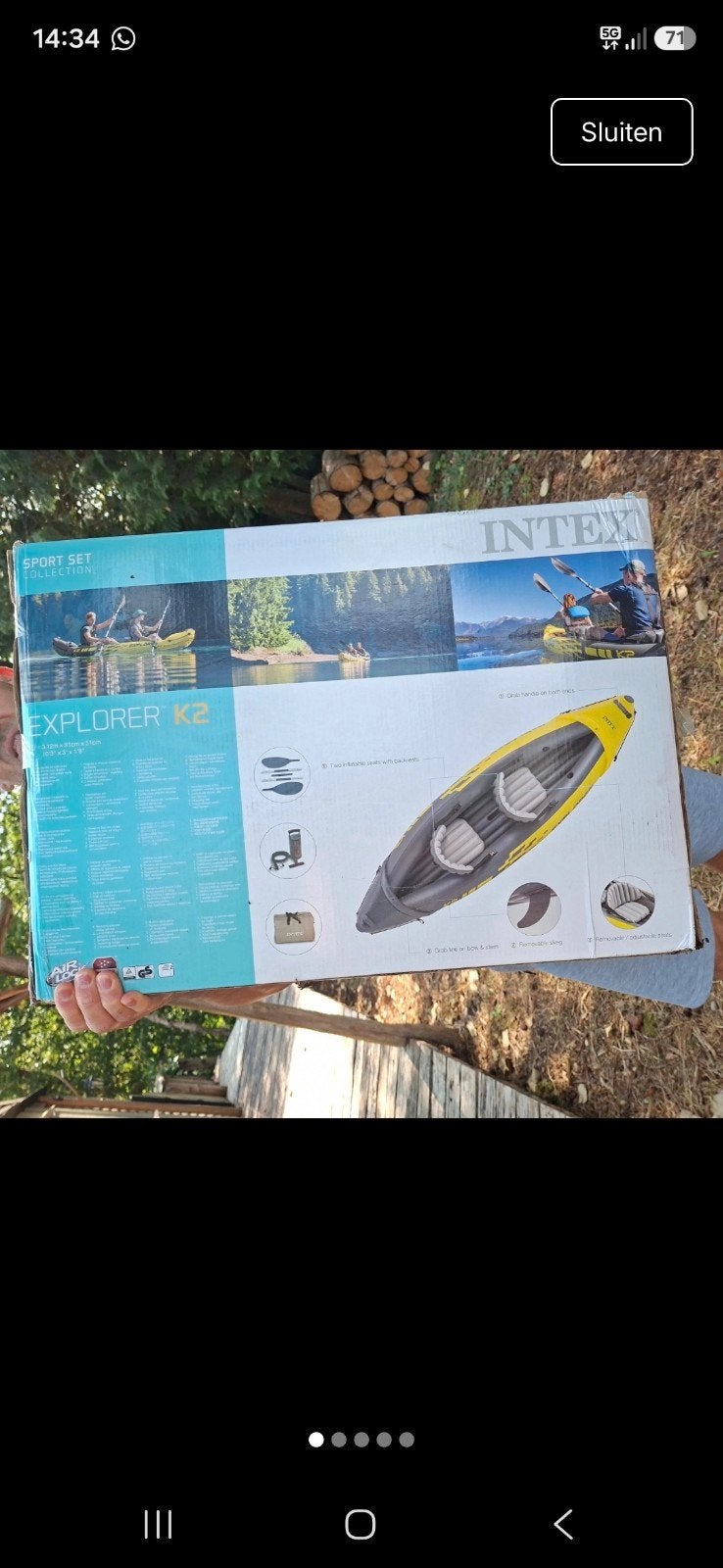 intex Explorer K2 Kayak Set incl peddels en pomp, Ophalen of Verzenden