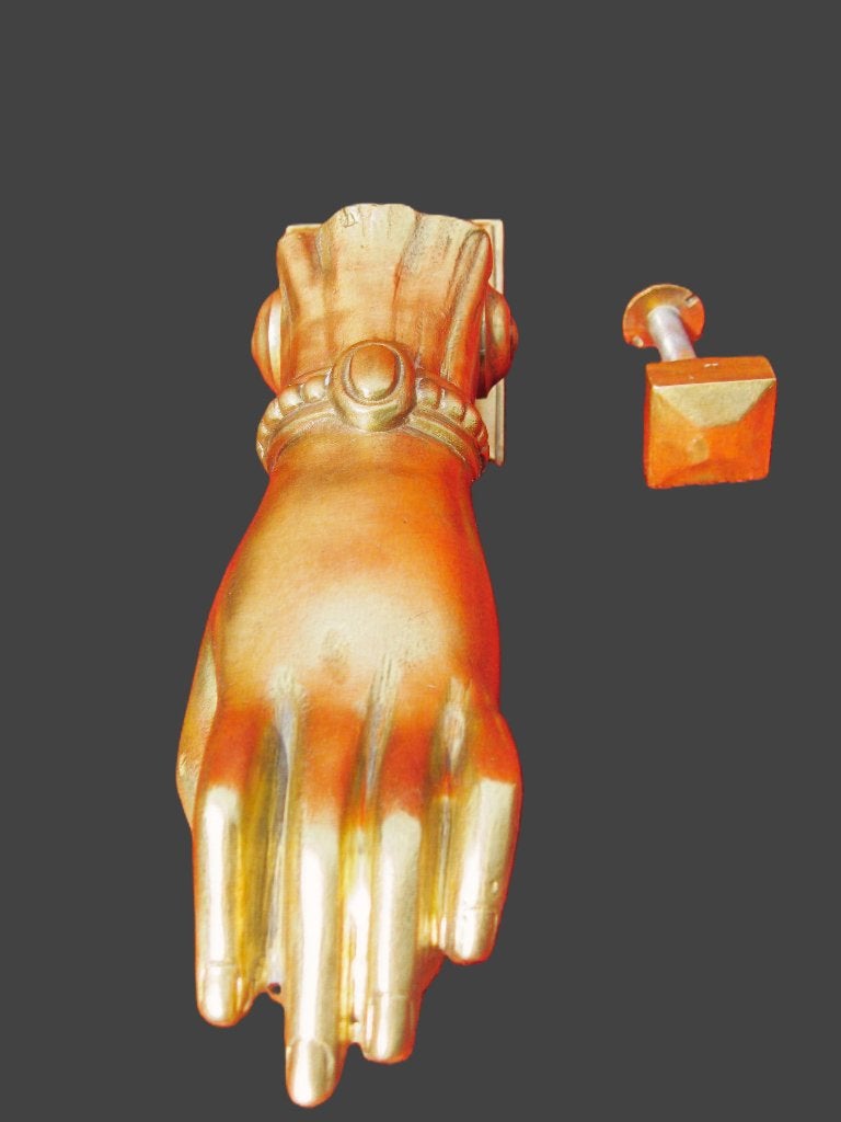 koperen deurklopper hand-knocker heurtoir., Enlèvement, Cuivre
