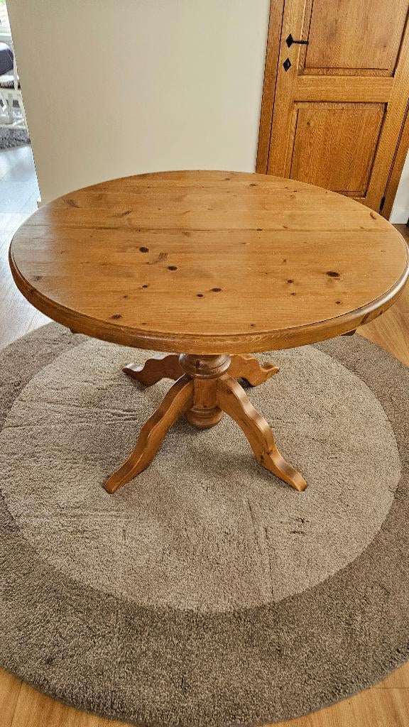 Tafel  rond uitschuifbaar massief green 4cm blad, Huis en Inrichting, Tafels | Eettafels, Ophalen, Rond, Zo goed als nieuw, Vijf personen of meer