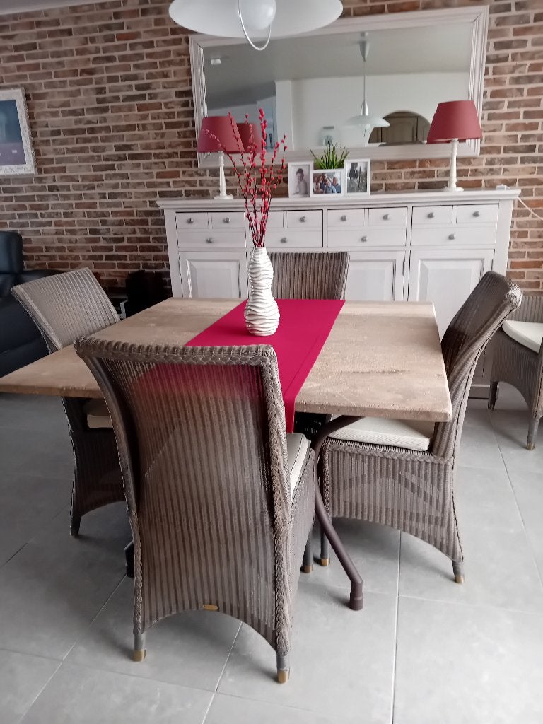 Tafel + 4 Wicker stoelen, 100 à 150 cm, Cinq personnes ou plus, 100 à 150 cm, Enlèvement
