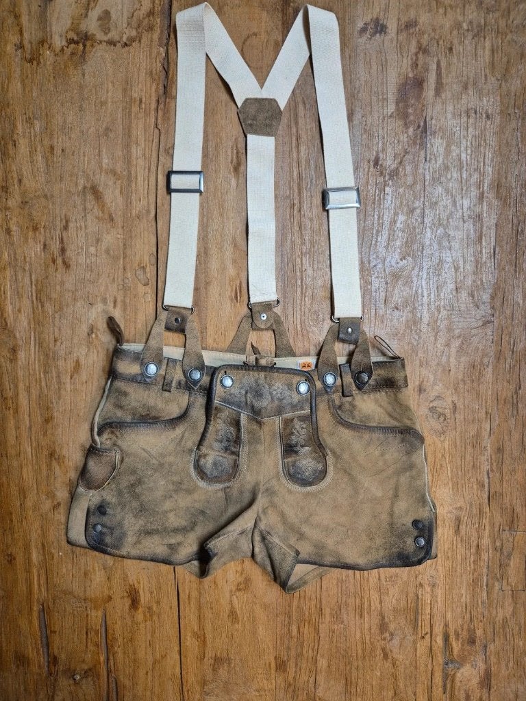 Stoere dames lederhosen, Kleding | Dames, Bruin, Country anndox, Maat 42/44 (L), Ophalen of Verzenden