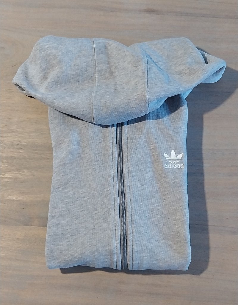 Full Zip Hoodie unisex medium grey heather/white maat 158, Kinderen en Baby's, Adidas, Jongen of Meisje, Trui of Vest, Ophalen of Verzenden