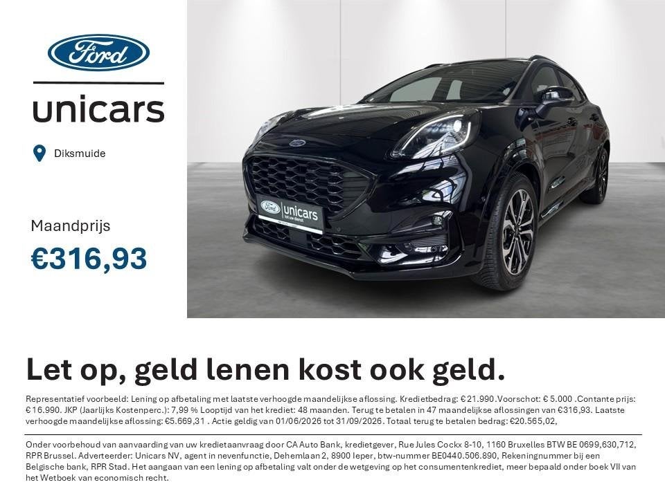 Ford Puma 1.0i Ecoboost mHEV 114kW Aut. ST-Line X AUTOMAAT, Auto's, Ford, Zwart, 155 pk, Bedrijf, 5 zetels