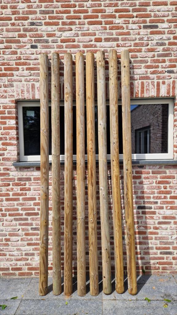 Houten palen 2,8m diameter 10cm geimpregneerd, Tuin en Terras, Tuinschermen, Ophalen
