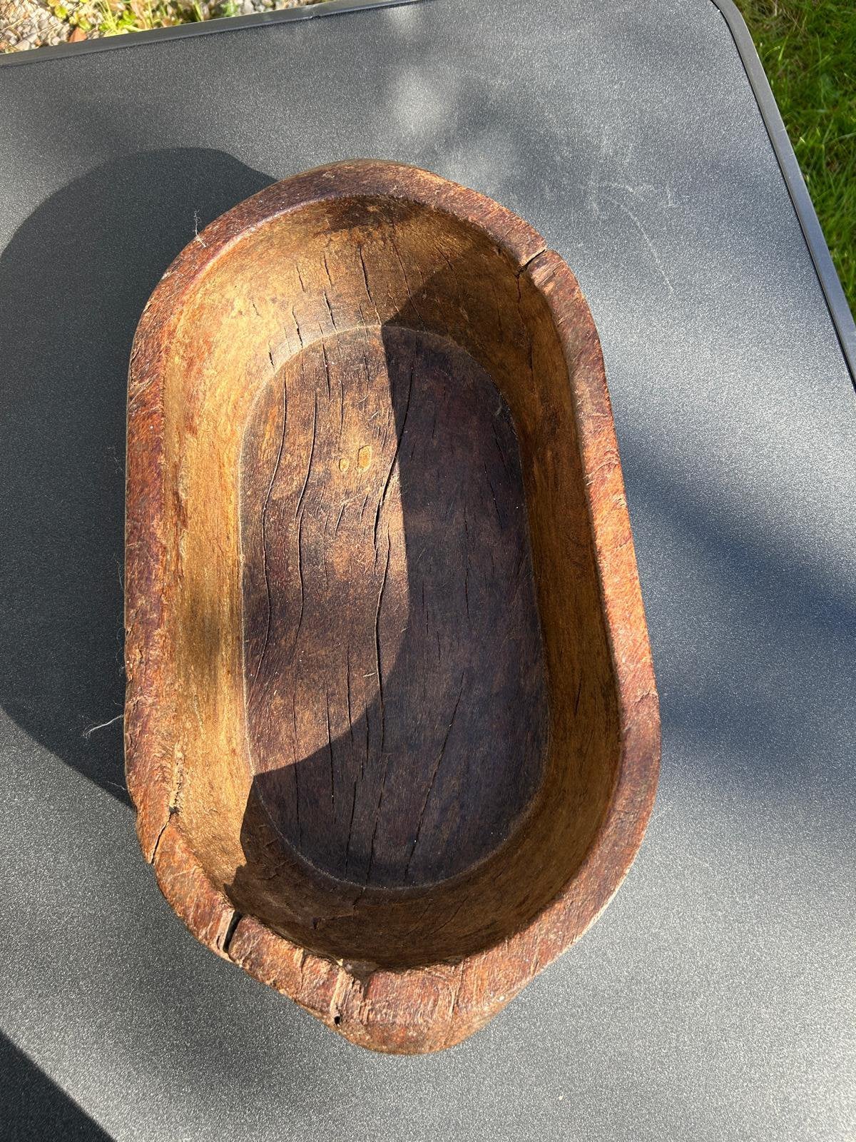 Grand bol en bois brut ancien, Enlèvement, Comme neuf, Bois, Autres types