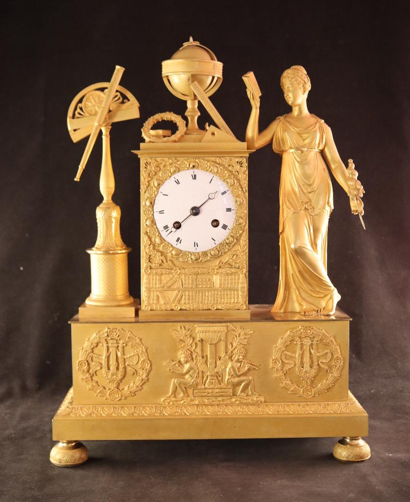 Horloge de cheminée Empire française dorée de 1820, Antiquités & Art, Antiquités | Horloges, Enlèvement ou Envoi