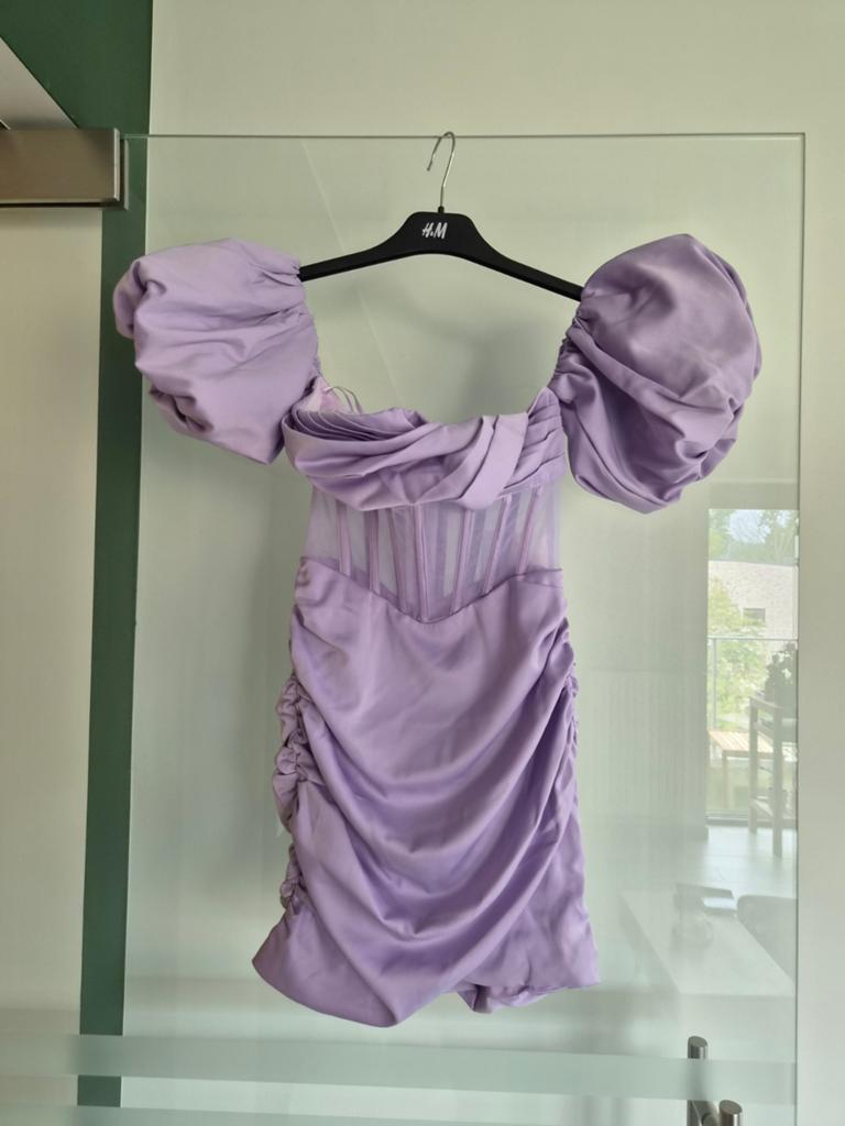 Lilac Scrunch Butt Mini Jurk XXS, Kleding | Dames, Ophalen, Paars, Alamour the Label, Nieuw