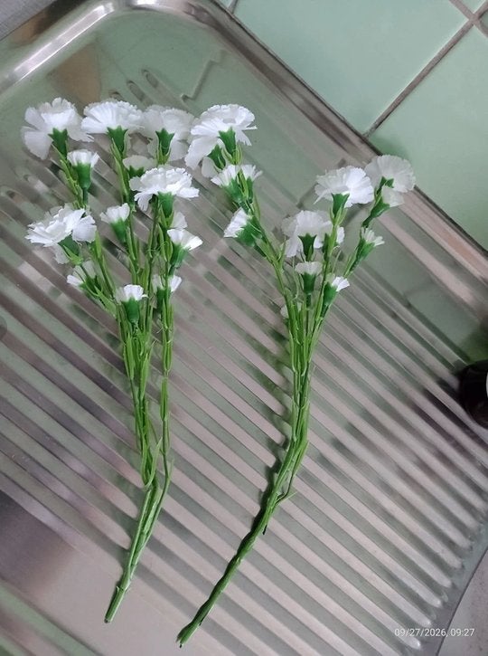 Bouquet de fleurs artificielles type œillets blancs, Fleurs artificielles incluses, Blanc, Enlèvement ou Envoi, Bouquet