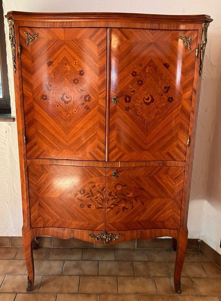 Antieke kast in inlegwerk in Louis XV-stijl, Antiek en Kunst, Ophalen